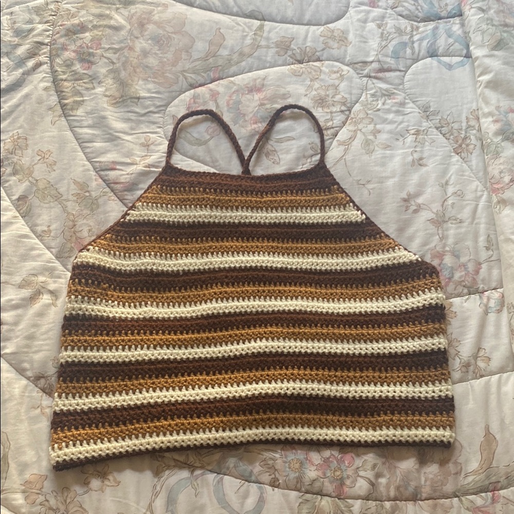 Handmade Striped Crochet Halter Top